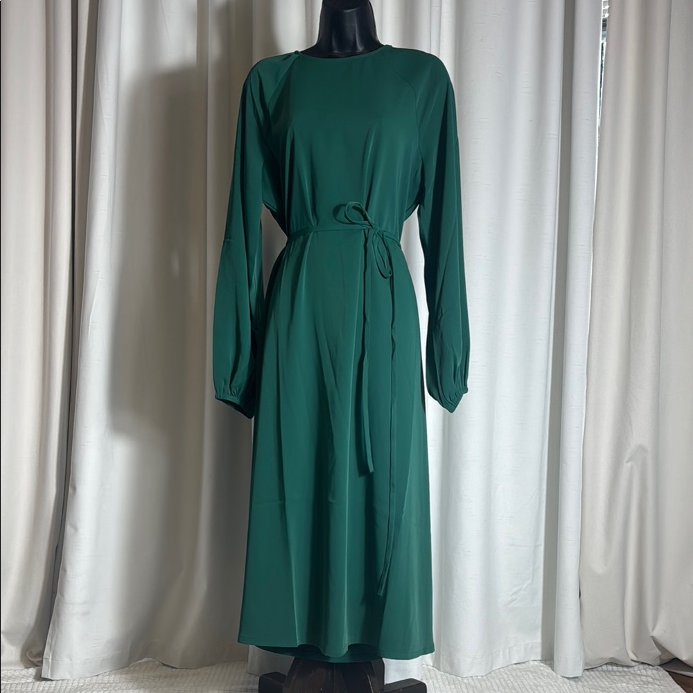 The Drop Women's Standard Dolman Balloon Sleeve Belted Midi Dress - Picture 5 of 11